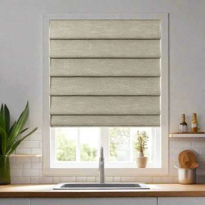 Jawara Linen Cotton Deco Fold Roman Shade Cordless -TWOPAGES