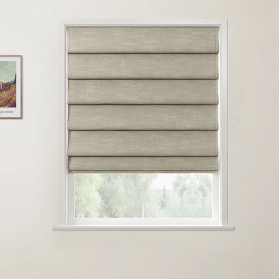 Jawara Linen Cotton Deco Fold Roman Shade Cordless