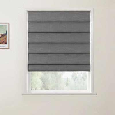 Jawara Linen Cotton Deco Fold Roman Shade Cordless