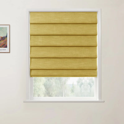 Jawara Linen Cotton Deco Fold Roman Shade Cordless