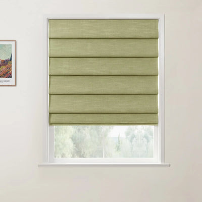 Jawara Linen Cotton Deco Fold Roman Shade Cordless