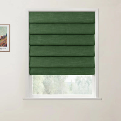 Jawara Linen Cotton Deco Fold Roman Shade Cordless
