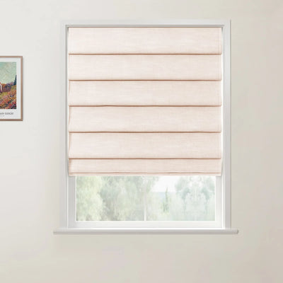 Jawara Linen Cotton Deco Fold Roman Shade Cordless