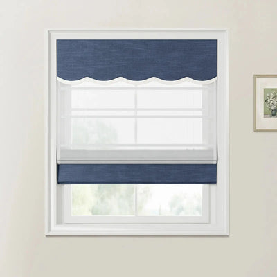 Jawara Linen Cotton Valanced Day Night Roman Shade Cord Lift -TWOPAGES