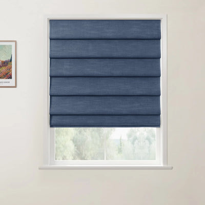 Jawara Linen Cotton Deco Fold Roman Shade Cordless