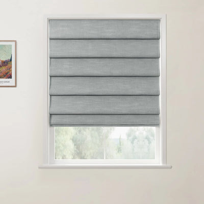 Jawara Linen Cotton Deco Fold Roman Shade Cordless