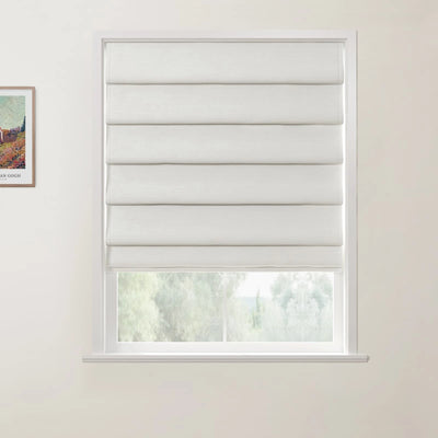 Jawara Linen Cotton Deco Fold Roman Shade Cordless