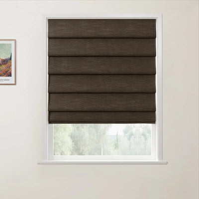 Jawara Linen Cotton Deco Fold Roman Shade Cordless