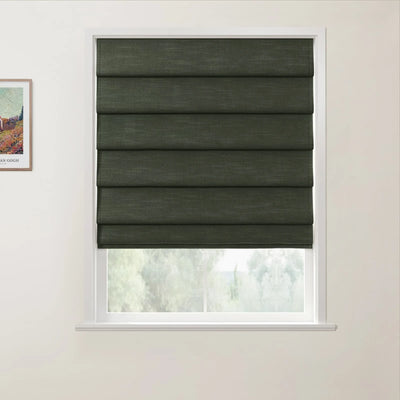 Jawara Linen Cotton Deco Fold Roman Shade Cordless