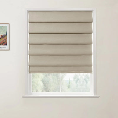 Jawara Linen Cotton Deco Fold Roman Shade Cordless