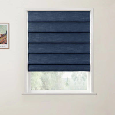 Jawara Linen Cotton Deco Fold Roman Shade Cordless