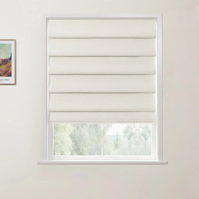 Jawara Linen Cotton Deco Fold Roman Shade Cordless