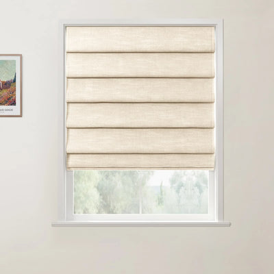 Jawara Linen Cotton Deco Fold Roman Shade Cordless