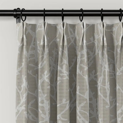 Freya Linen Semi Sheer Jacquard Curtains Pleated -TWOPAGES