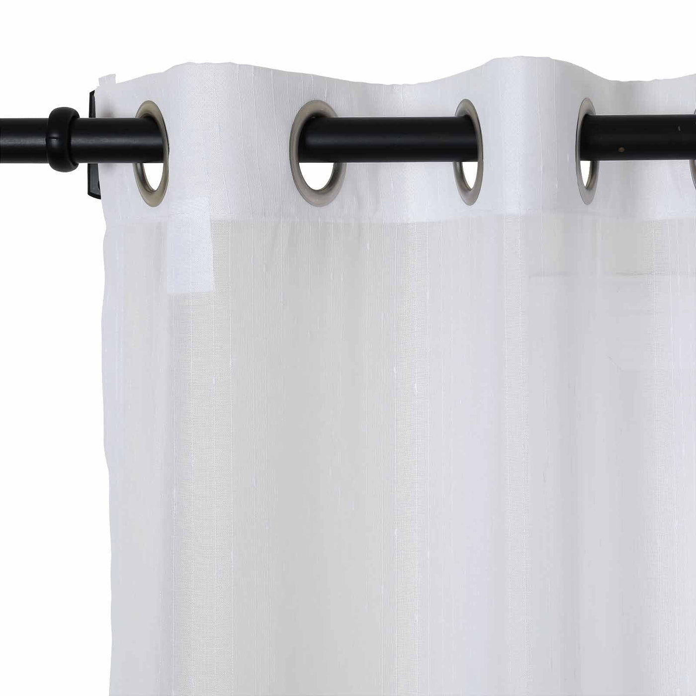 Florida Embossed White Semi Sheer Curtain Grommet