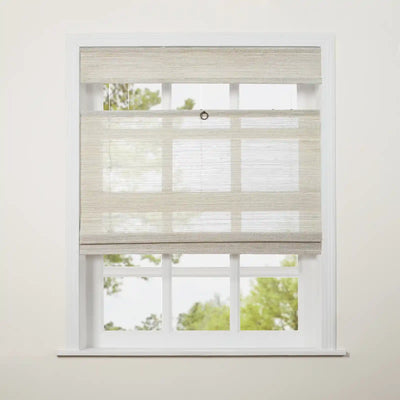 Natural Ramie Top Down Bottom Up Woven Wood Shade Cordless - Coconut -TWOPAGES