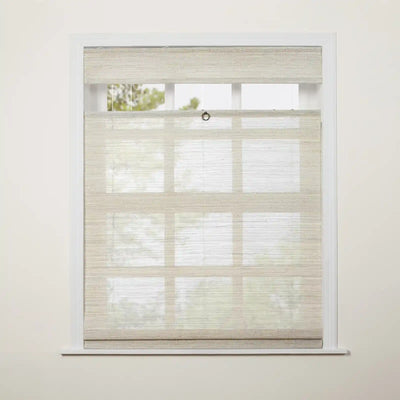 Natural Ramie Top Down Bottom Up Woven Wood Shade Cordless - Coconut -TWOPAGES