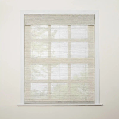 Natural Ramie Top Down Bottom Up Woven Wood Shade Cordless - Coconut -TWOPAGES
