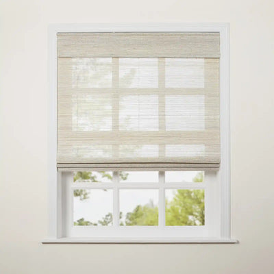 Natural Ramie Top Down Bottom Up Woven Wood Shade Cordless - Coconut -TWOPAGES