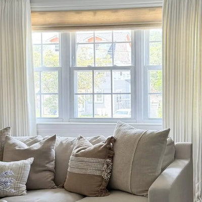 Natural Paper Bamboo Woven Shade - Marble White -TWOPAGES CURTAINS