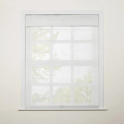 Natural Ramie Top Down Bottom Up Woven Wood Shade Cordless - Rattan White-TWOPAGES