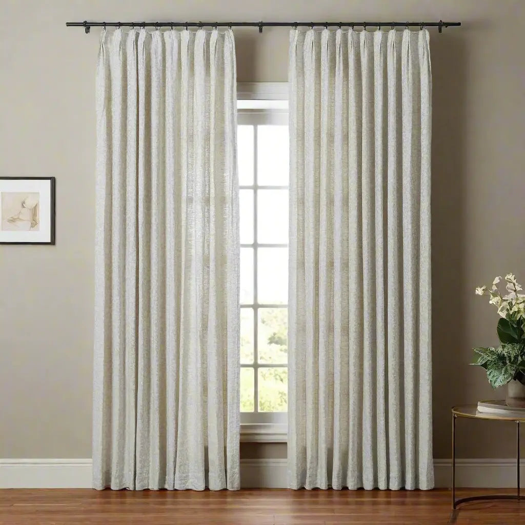 Lance 100% Linen Jacquard Curtains Pleated | TWOPAGES Curtains