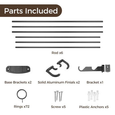 Jaylon Adjustable Double Curtain Rod with Rings TWOPAGES