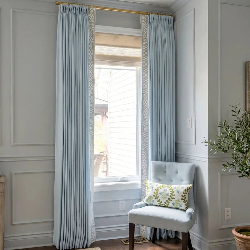 Jawara Luxury Linen Cotton Curtains with Border Trim (Sold per Pair)- -TWOPAGES