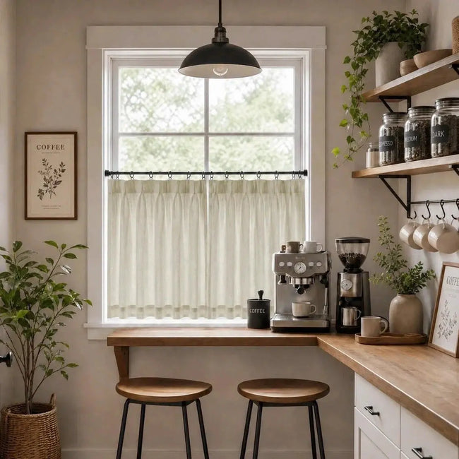 Liz Linen Pleated Cafe Curtains- -TWOPAGES