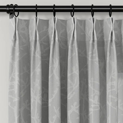Freya Linen Semi Sheer Jacquard Curtains Pleated -TWOPAGES