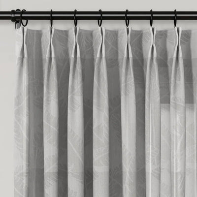 Freya Linen Semi Sheer Jacquard Curtains Pleated -TWOPAGES