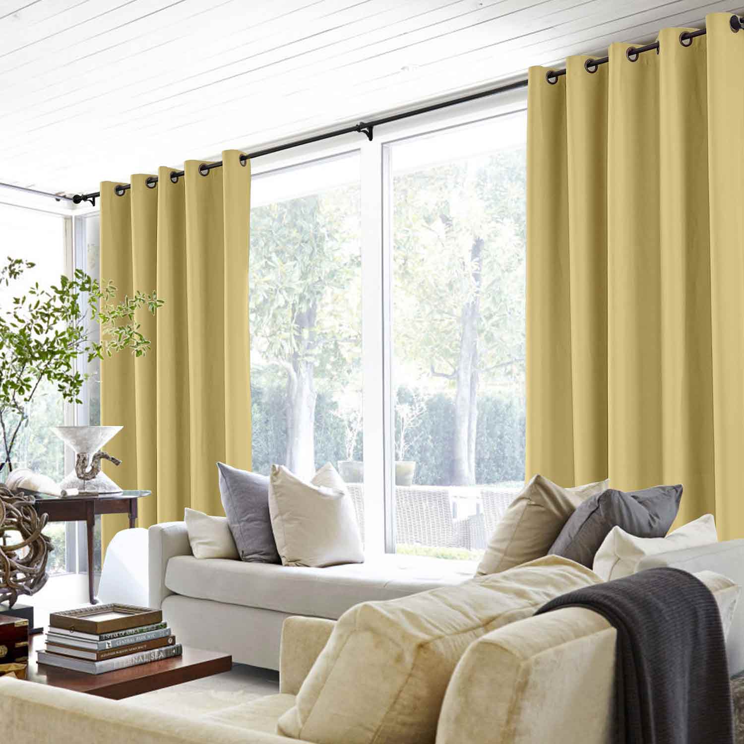 Deals Sparkly Golden Plaid Blackout Curtain Panel Darkening Curtain 64 84 90 96 inch Long by 51 inch Wide Window Treatments