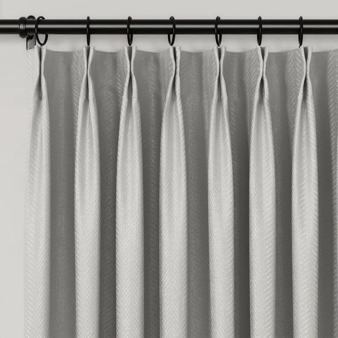 Custom pinch pleat drapery panels made to popular measure your choice of fabrics! in bold black fabrics