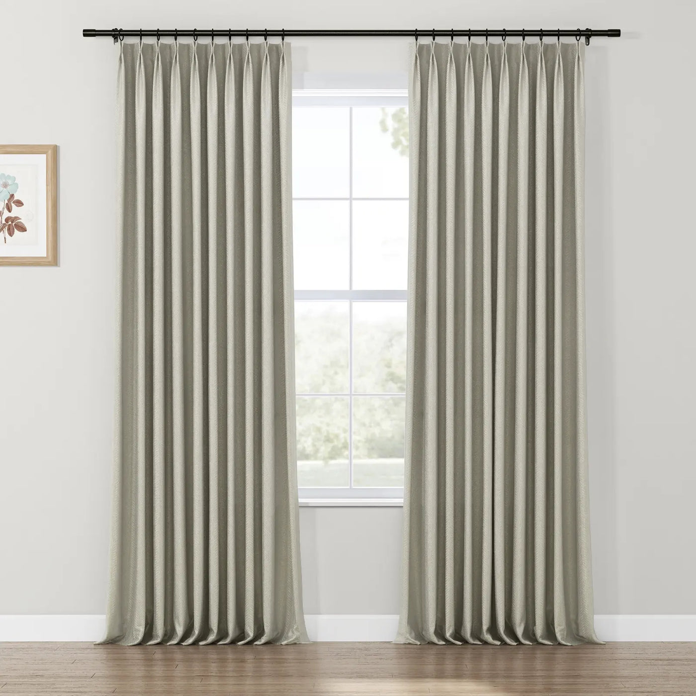 Lydia Herringbone Jacquard Curtain Pleated TWOPAGES