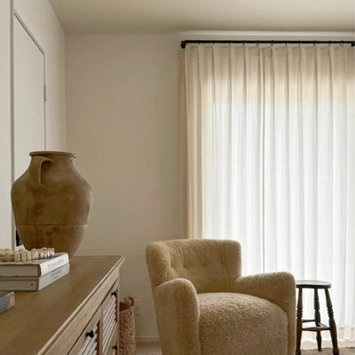 Ron Linen Herringbone Custom Curtain Pleated -TWOPAGES