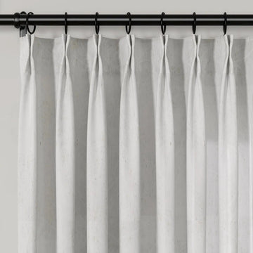 Freya Linen Semi Sheer Jacquard Curtains Pleated -TWOPAGES
