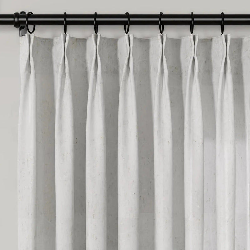 Freya Linen Semi Sheer Jacquard Curtains Pleated -TWOPAGES