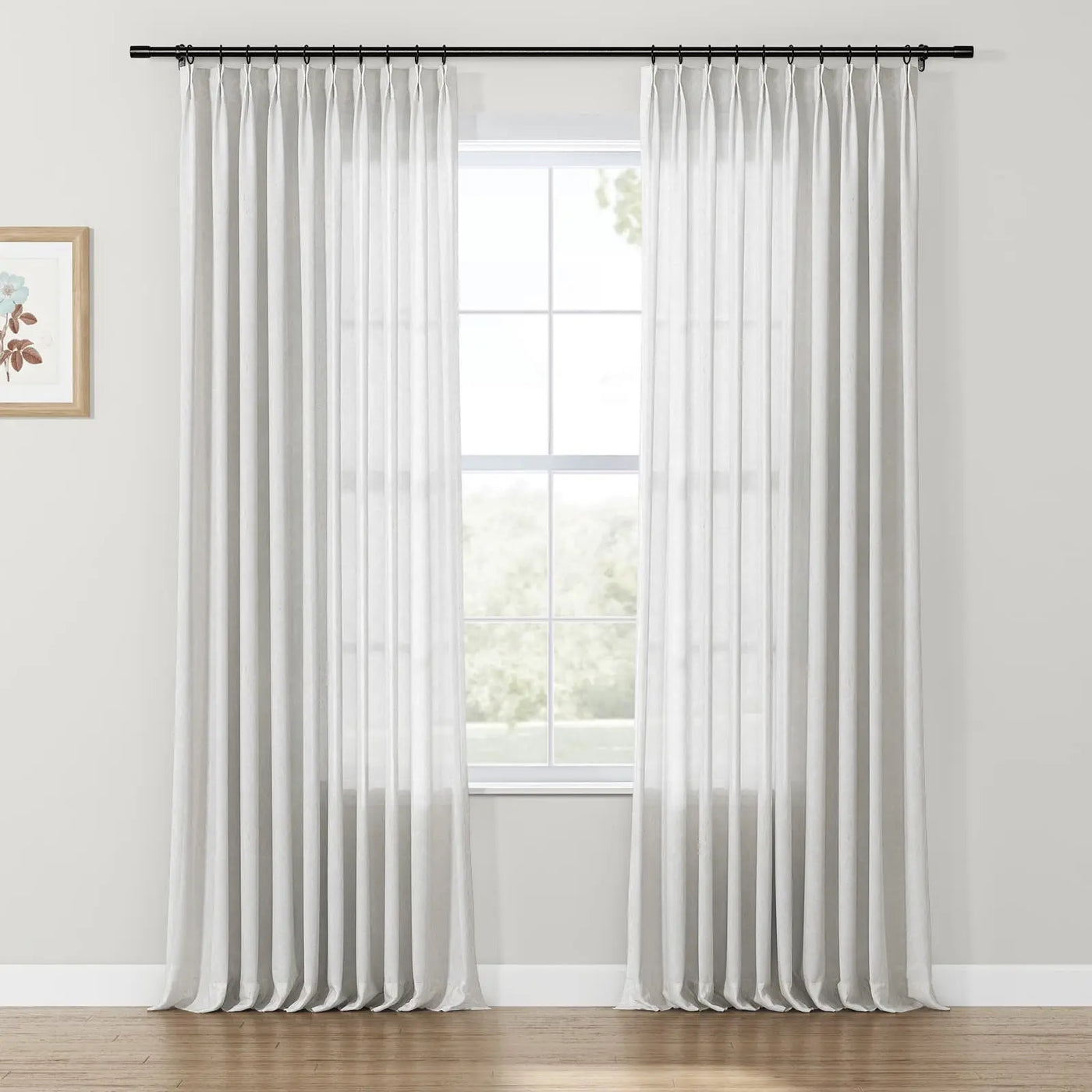 Freya Linen Semi Sheer Jacquard Curtains Pleated TWOPAGES