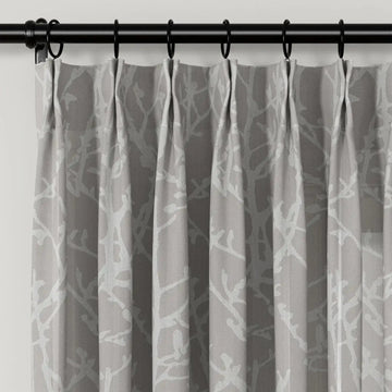 Freya Linen Semi Sheer Jacquard Curtains Pleated -TWOPAGES