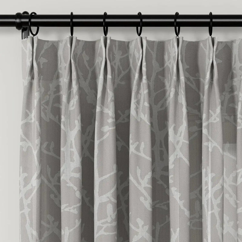Freya Linen Semi Sheer Jacquard Curtains Pleated -TWOPAGES