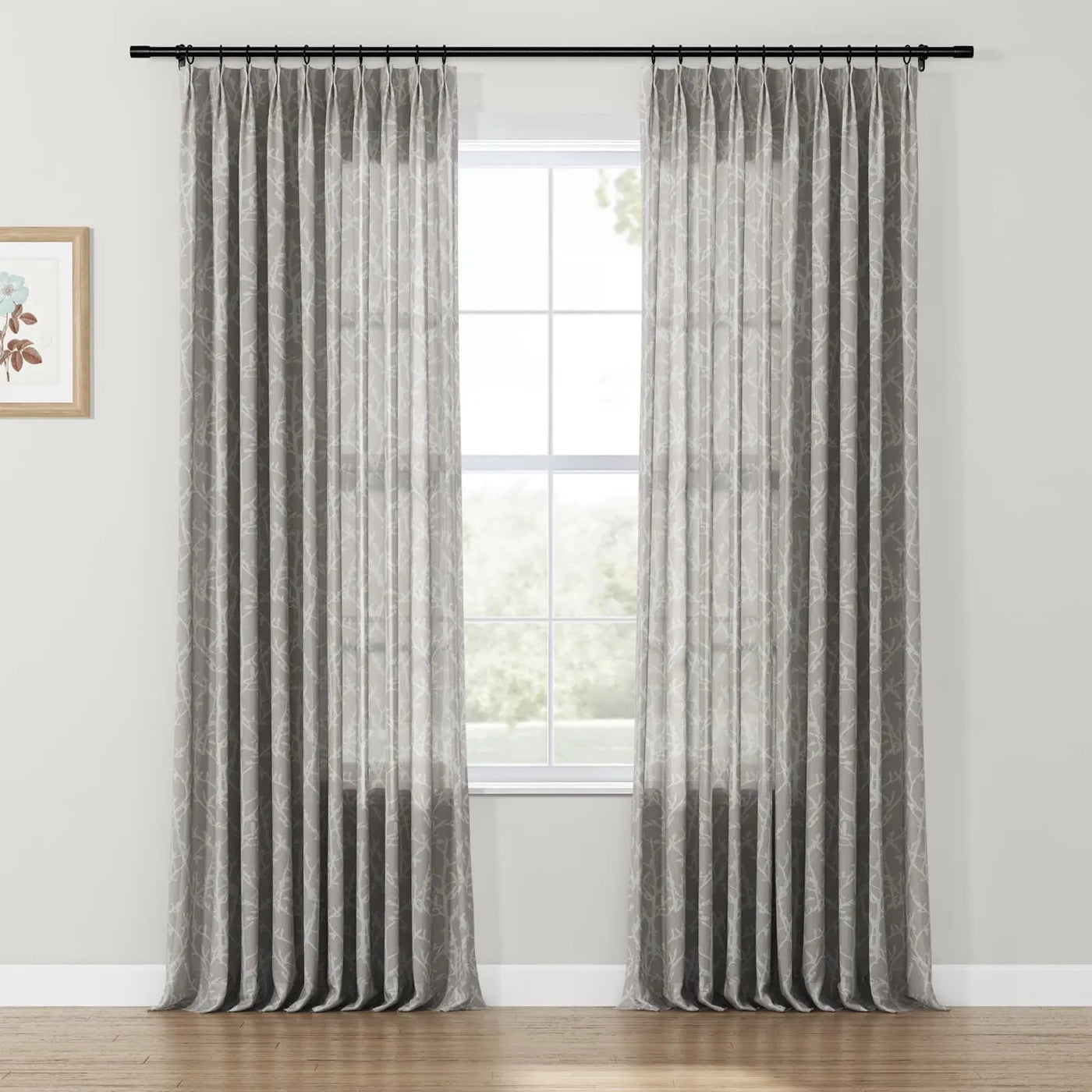 Freya Linen Semi Sheer Jacquard Curtains Pleated TWOPAGES