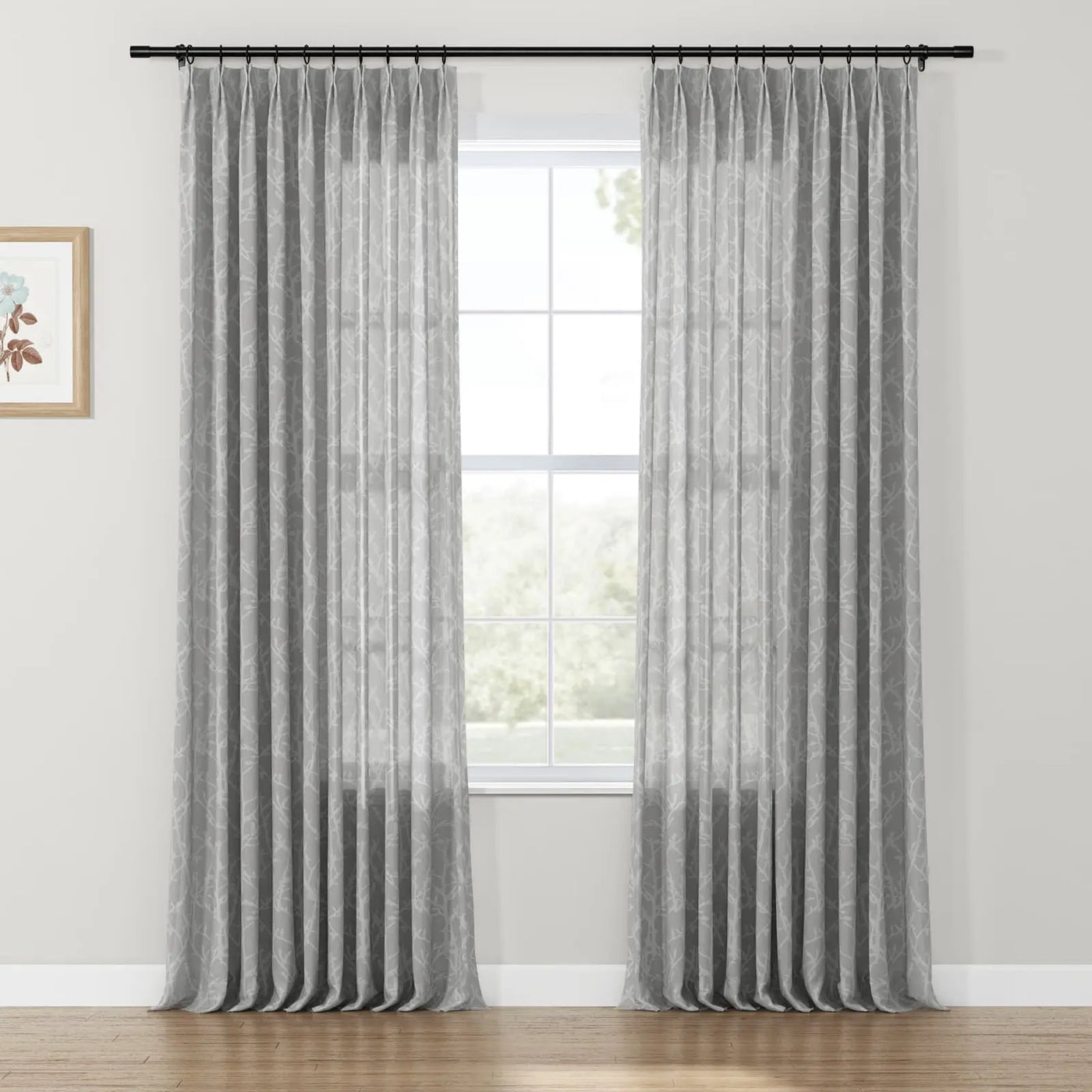 Freya Linen Semi Sheer Jacquard Curtains Pleated TWOPAGES