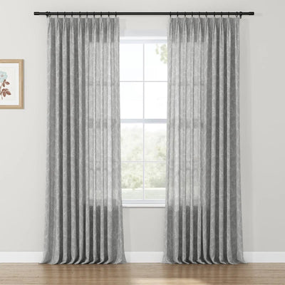 Freya Linen Semi Sheer Jacquard Curtains Pleated TWOPAGES