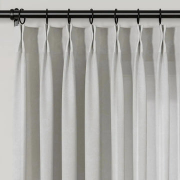Freya Linen Semi Sheer Jacquard Curtains Pleated -TWOPAGES