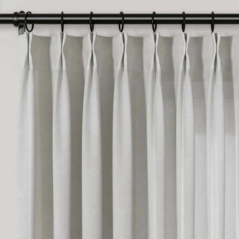 Freya Linen Semi Sheer Jacquard Curtains Pleated -TWOPAGES