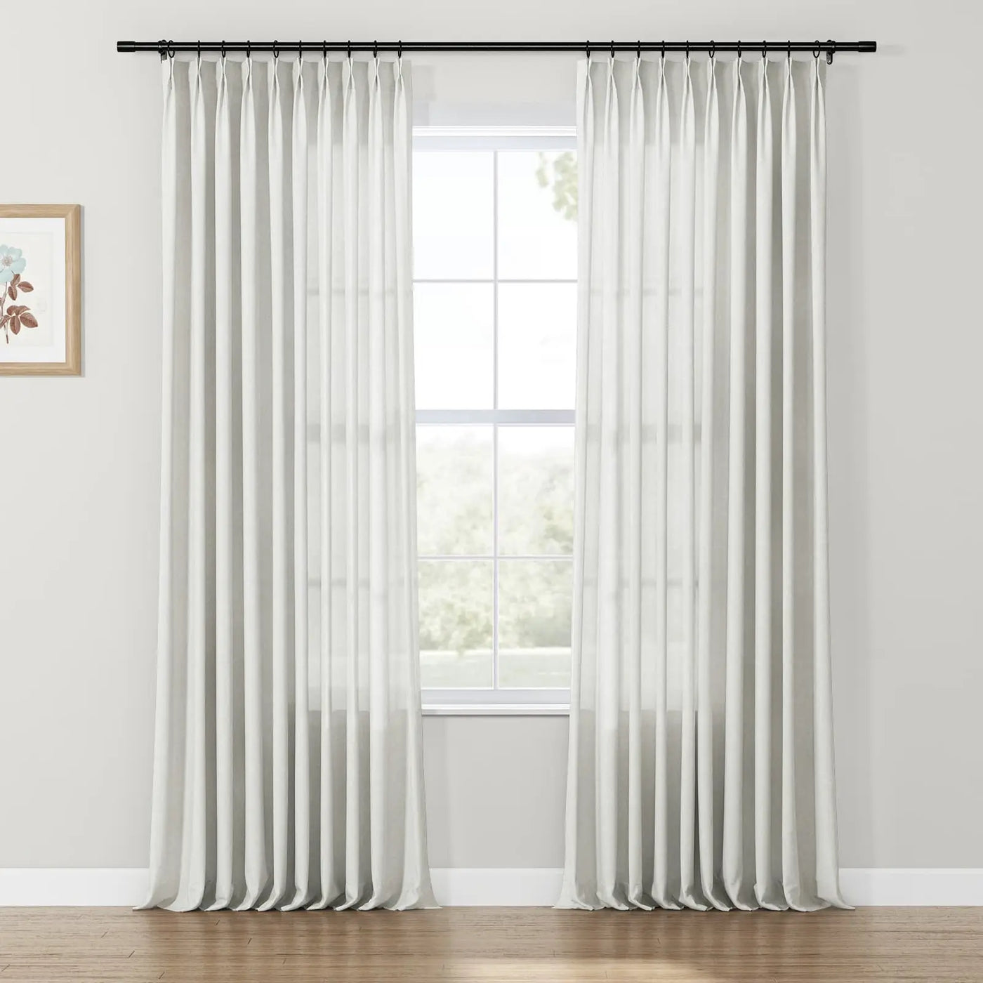 Freya Linen Semi Sheer Jacquard Curtains Pleated TWOPAGES