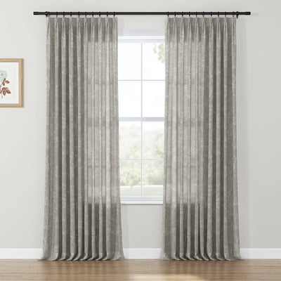 Freya Linen Semi Sheer Jacquard Curtains Pleated TWOPAGES