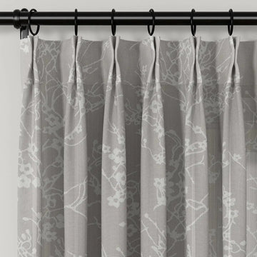 Freya Linen Semi Sheer Jacquard Curtains Pleated -TWOPAGES