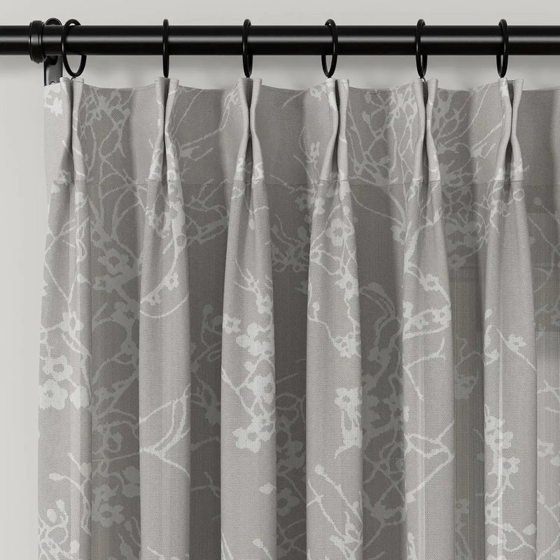 Freya Linen Semi Sheer Jacquard Curtains Pleated -TWOPAGES