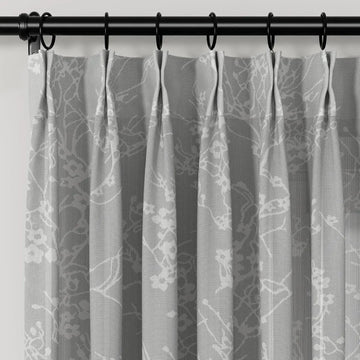 Freya Linen Semi Sheer Jacquard Curtains Pleated -TWOPAGES